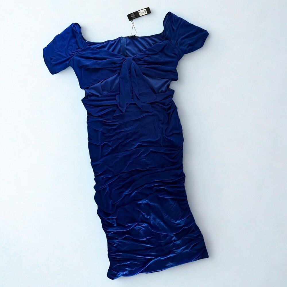 Long Blue Dress - Front Mid Cutouts